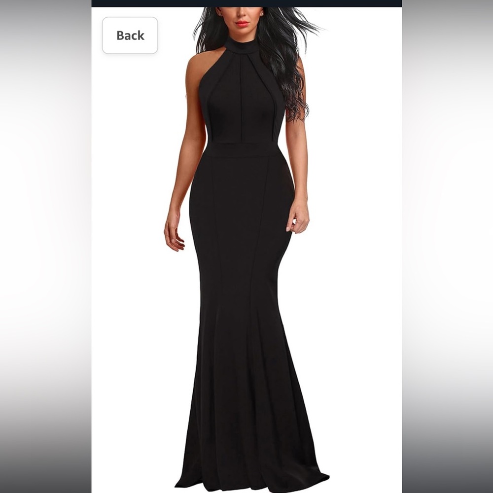 Chic Halter Neck Sleeveless Solid Mermaid Long Evening Dress